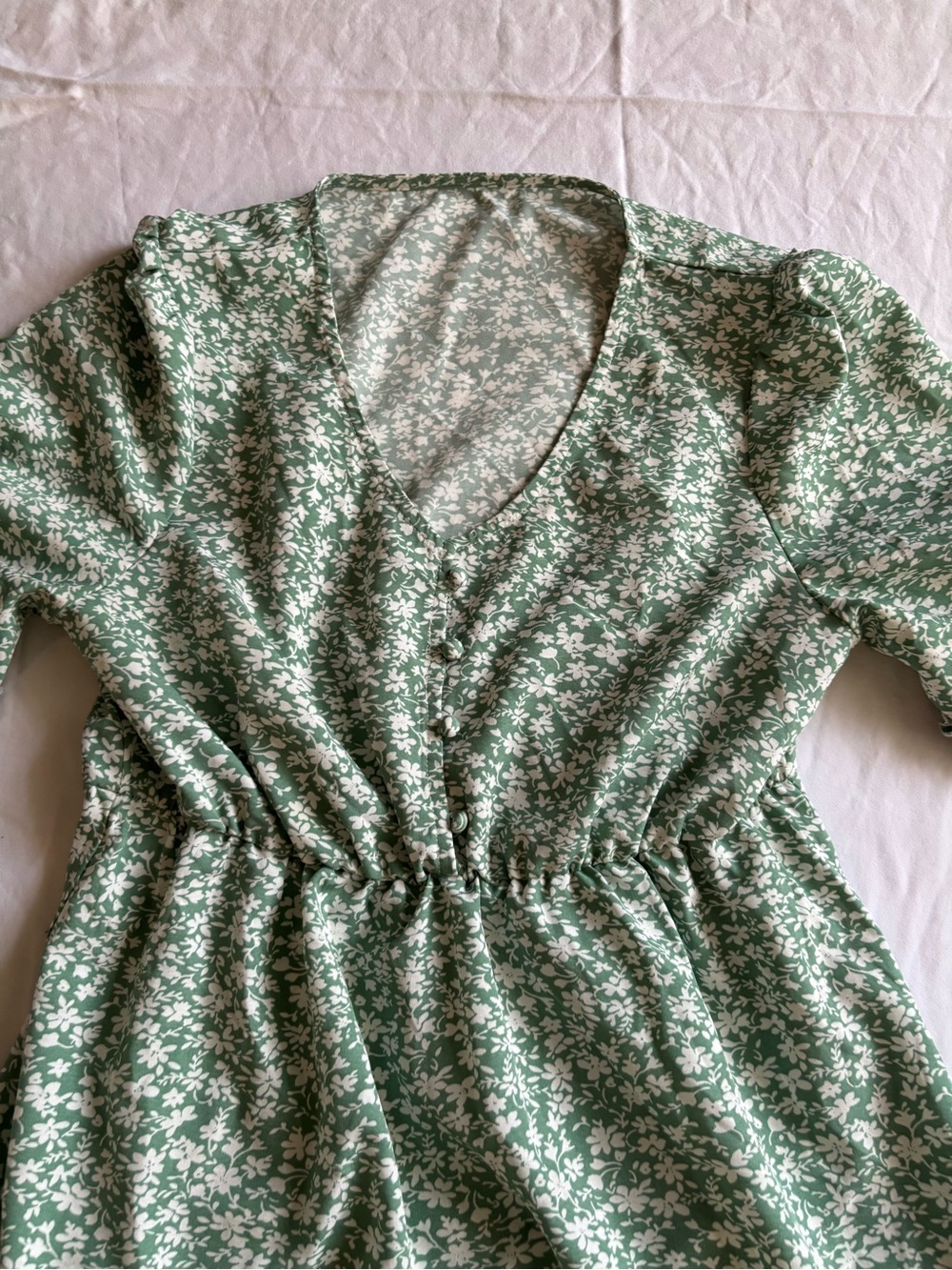 Sage Green Floral Tiered Midi Dress Cottagecore Boho Prairie Dress - Picture 5 of 5